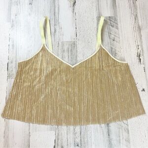 Victoria's Secret Gold Shine Pleat Logo Strap Cropped Cami Size XL